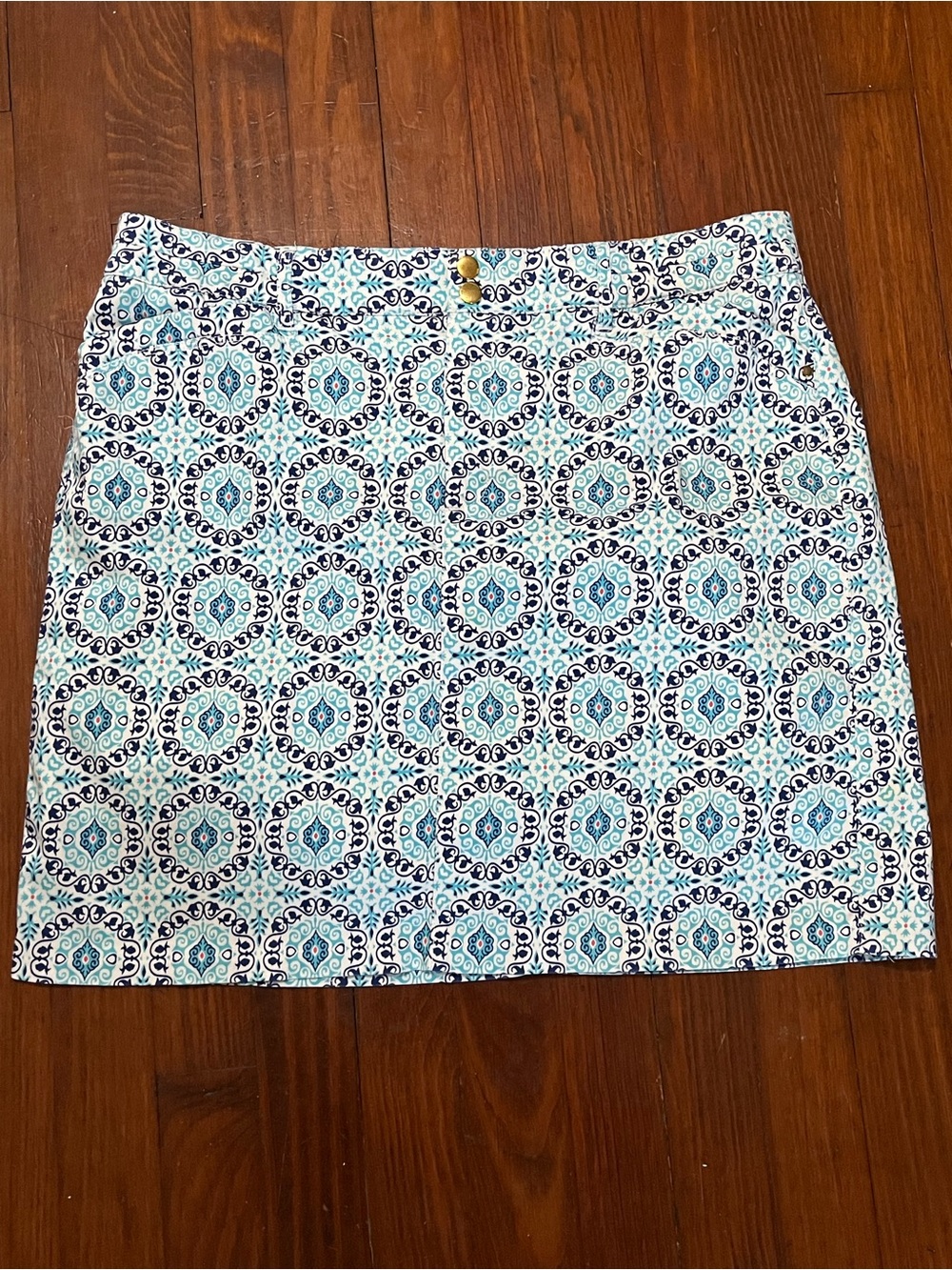 Charter Club Women’s Blue & White Printed Skort with Elastic Waist Size 14